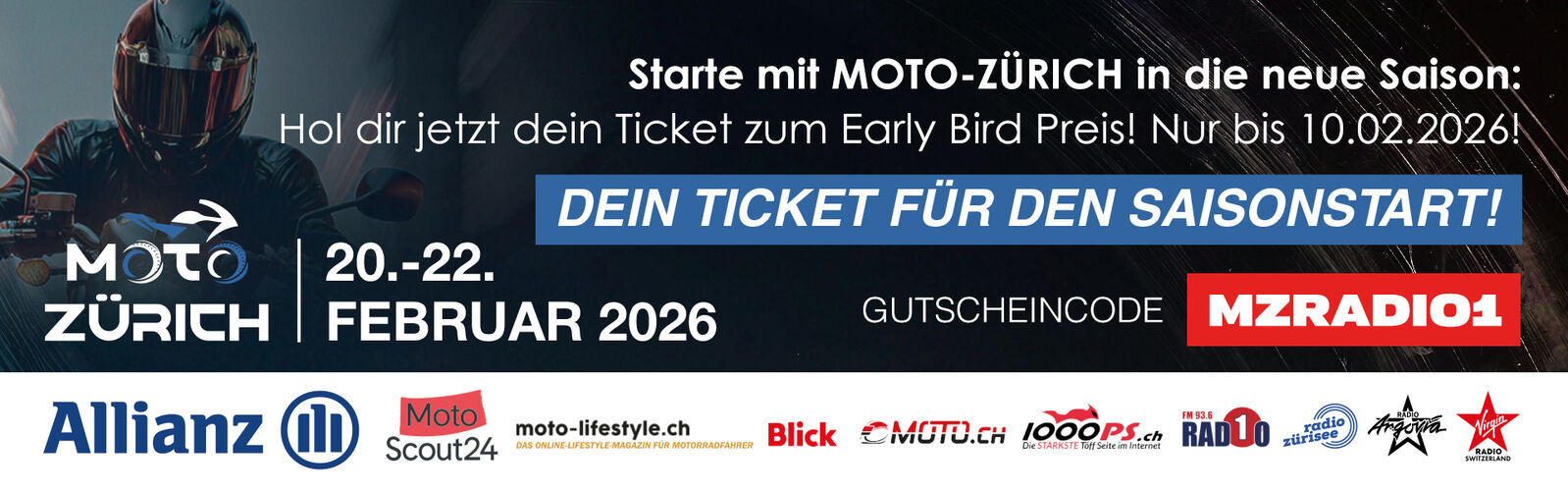MOTO-ZÜRICH: Drei Tage Bikes, Shows und Party - 20. bis 22. Februar 2026 